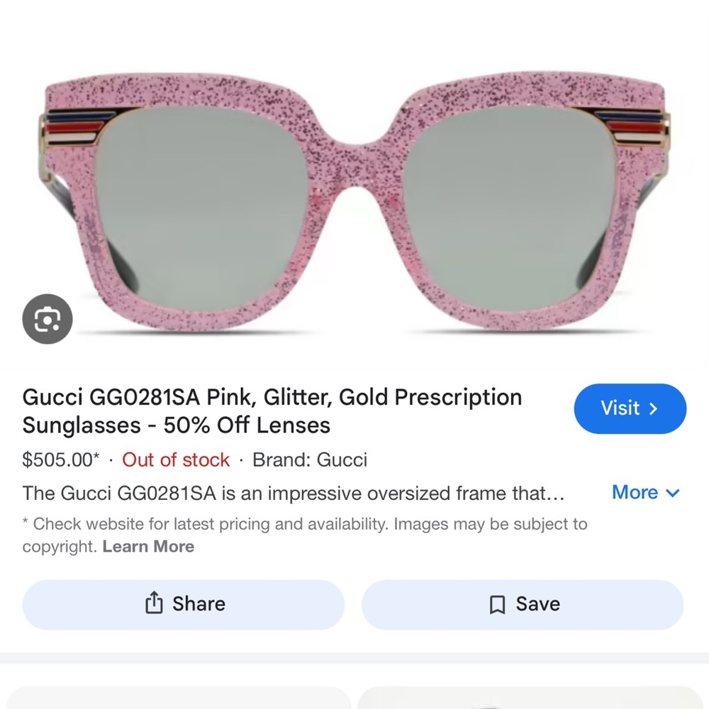 Gucci Pink Glitter Sunglasses - Picture 8 of 8